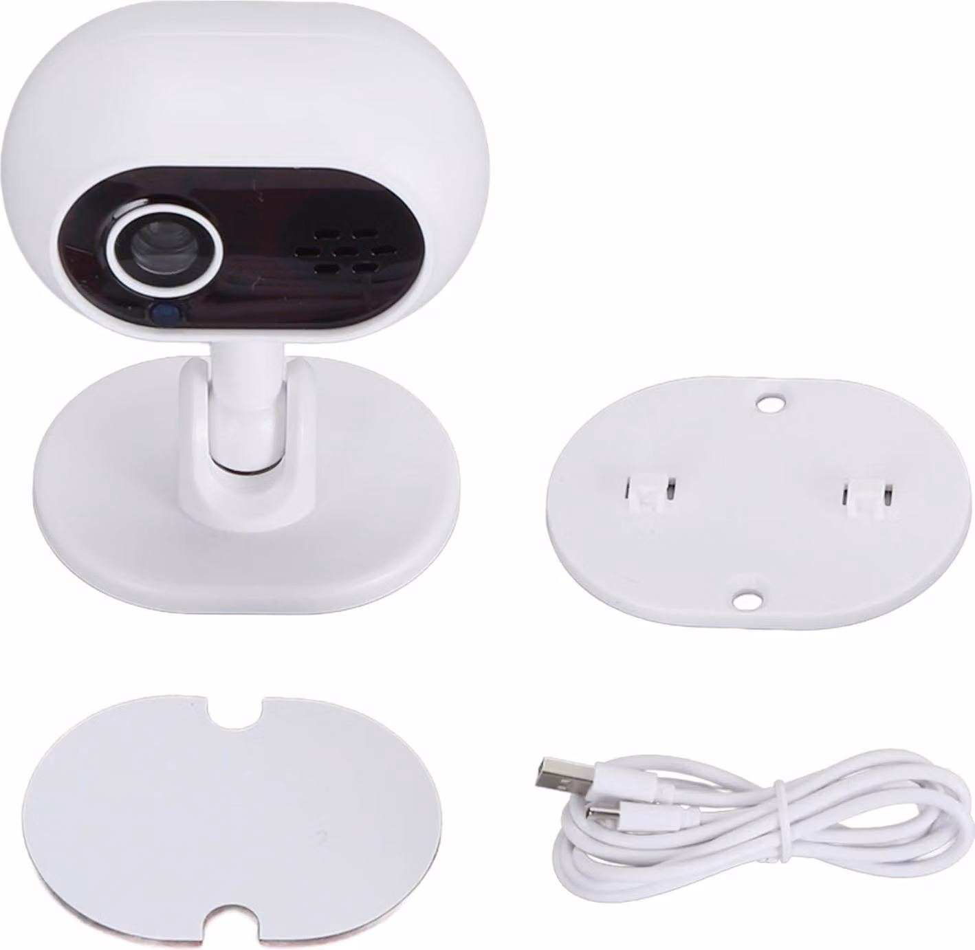 Telecamera di sorveglianza per interni, 1080P HD, Wi-Fi, rilevamento del movimento, interfono a 2 vie, visione notturna, rotazione di 360 gradi, intelligente con APP per il monitoraggio dei bambini a casa, bianco