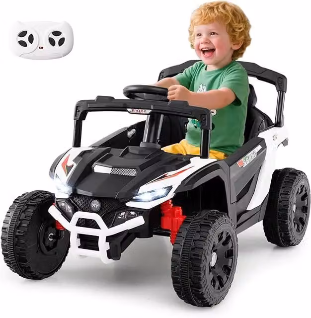 Auto Elettrica UTV Costway per Bambini con Telecomando, Luci LED e Musica, 12V, Bianco – 1