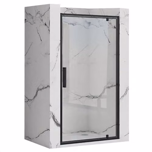 Rea - Rapid Swing 80 Porta Doccia Semiaperta Nera Vetro Di Sicurezza Temperato Trasparente 6 mm (Nero) 2,5x80,5x195cm