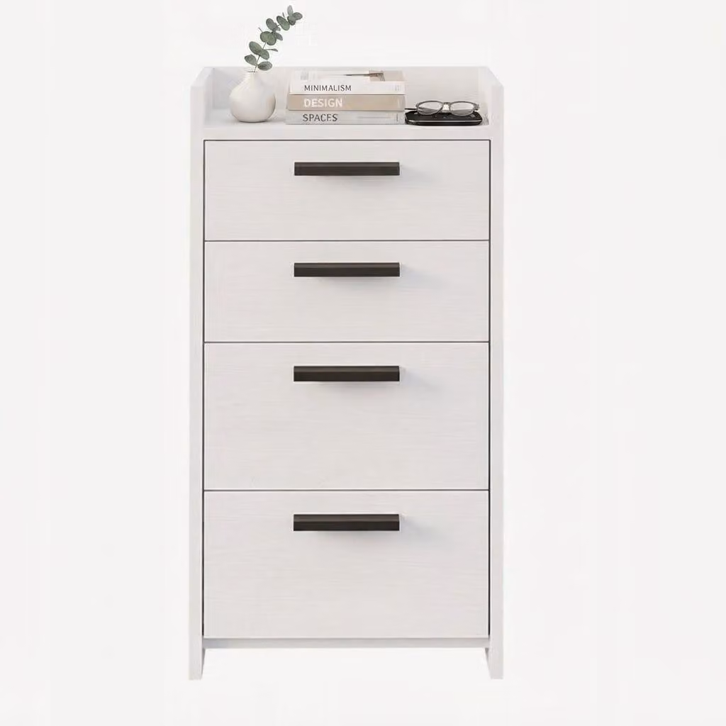 Armadio da ufficio alto e cassettiera da scrivania in bianco