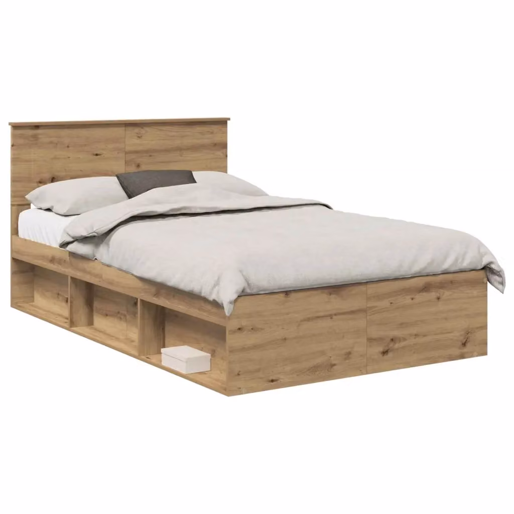 Struttura del letto moderna vidaXL in legno color rovere, L 120 x P 200 cm – 2