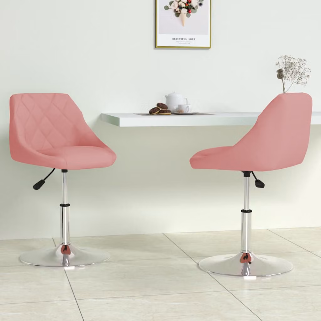 Set di 2 sedie da pranzo girevoli vidaXL in velluto rosa con design moderno