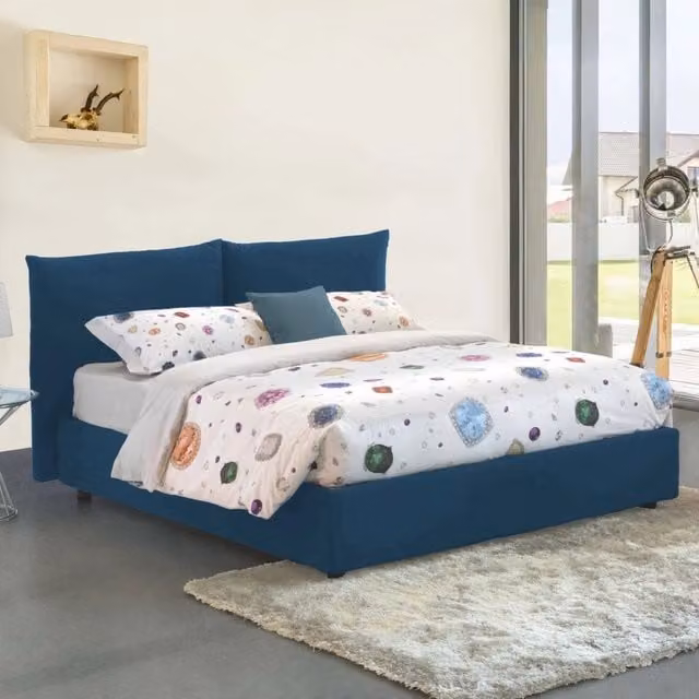 Letto Matrimoniale Arcole Talamo Italia con Materasso Incluso, Blu, L/P/H: 160 x 200 x 225 cm – 1