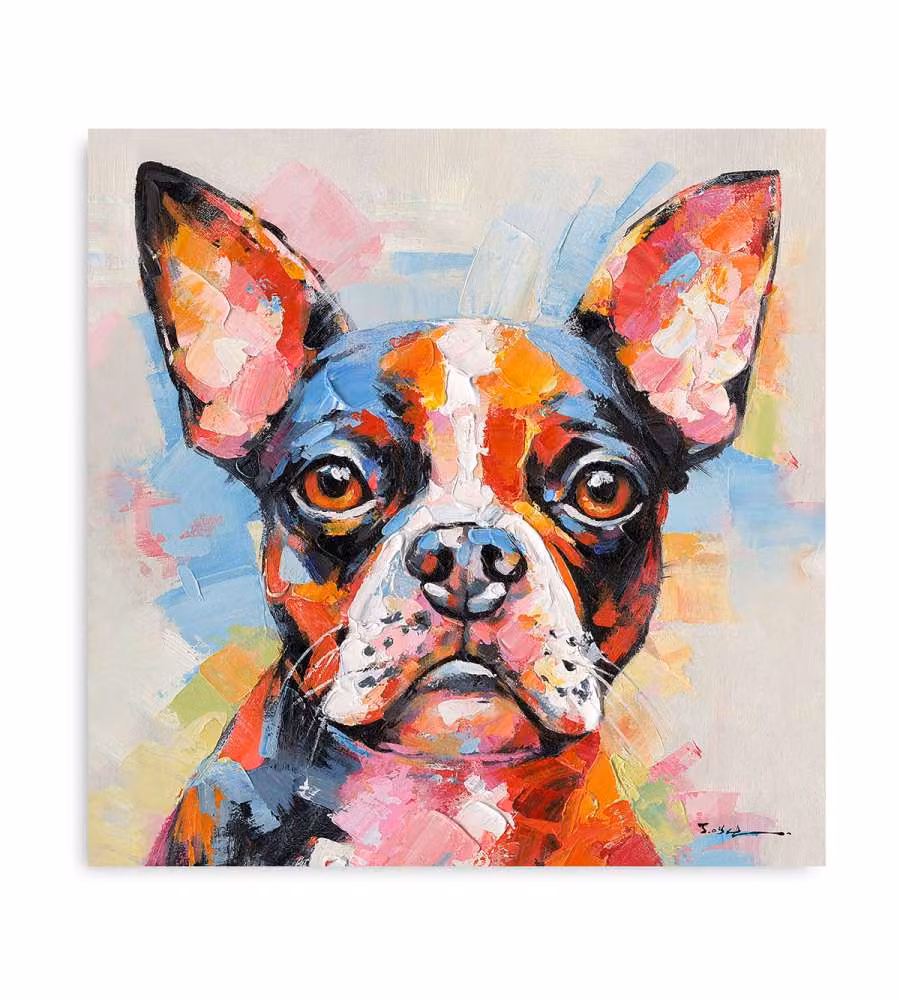 Domo Mea Dipinto Decorativo su Tela - Bulldog Francese - 45 x 45 cm