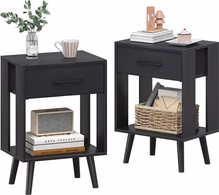 Set di 2 comodini OYRREU, 40x30x60,3 cm, nero