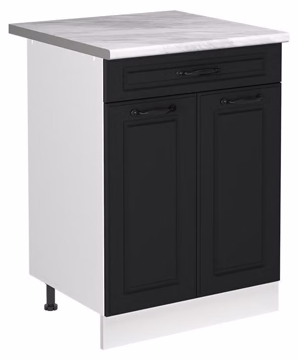 Mobile lavello cucina Vicco R-Line Antracite country/Bianco 60 cm piano di lavoro Marmo, Model 72990