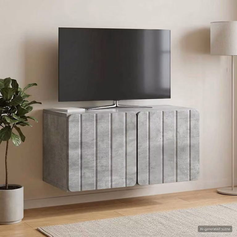 vidaXL Mobile Porta TV da Muro Moderno Grigio Cemento L: 59,5 cm, P: 31 cm, H: 30 cm