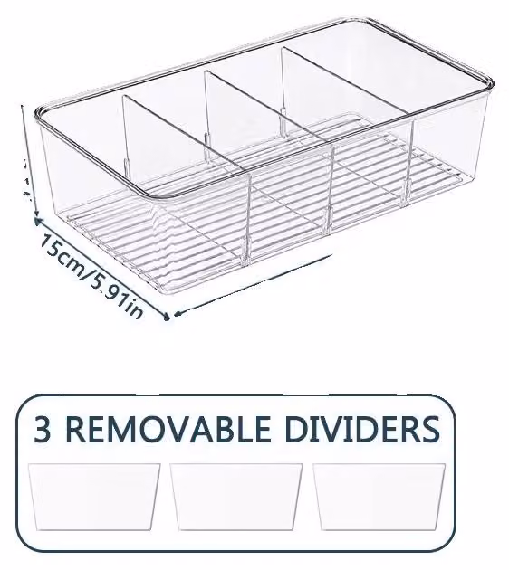 Contenitori di stoccaggio, design trasparente, organizer riutilizzabile, set da 2 pezzi trasparenti