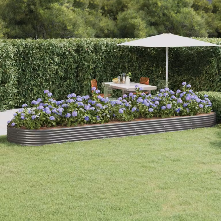 Letto da giardino rialzato vidaXL in acciaio zincato grigio L: 523 cm, P: 140 cm, H: 36 cm