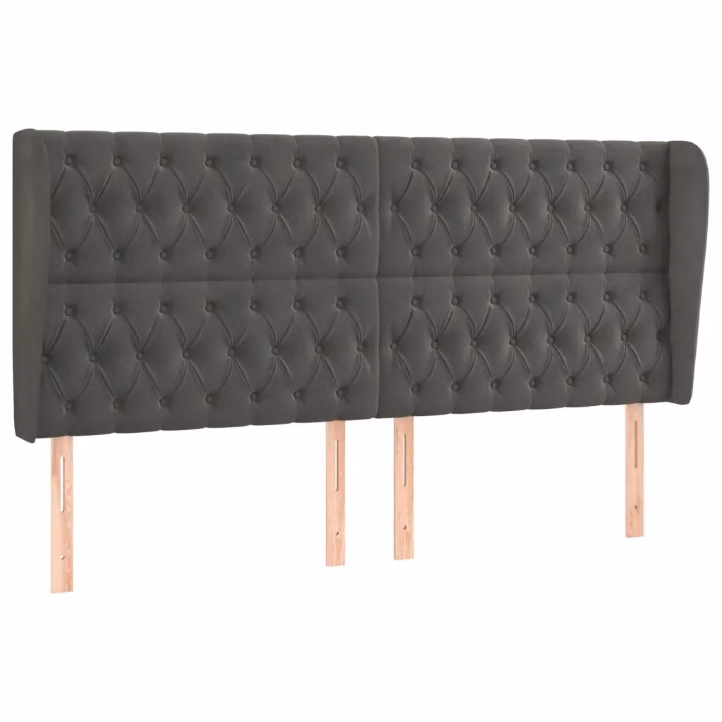 Testiera ad orecchio vidaXL in velluto grigio con struttura in legno L: 183 cm, P: 23 cm, H: 118-128 cm – 2