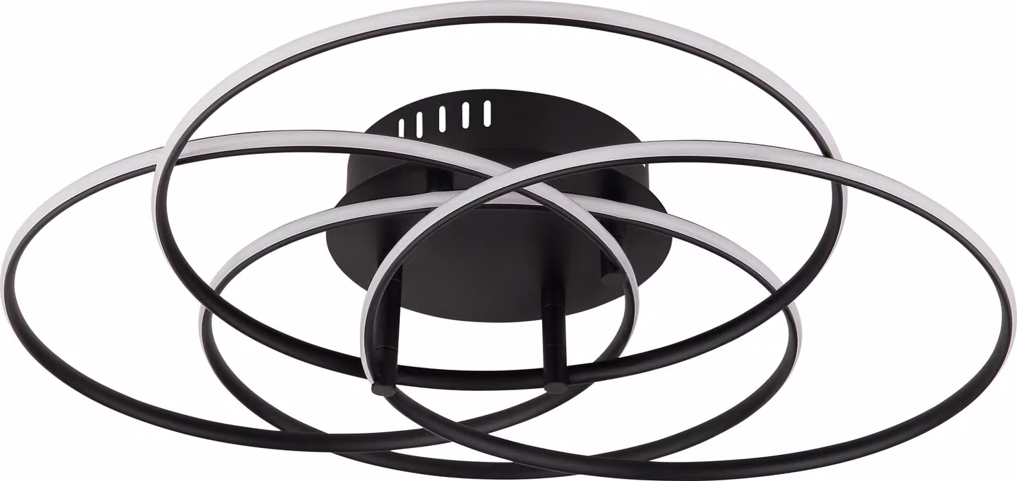 Plafoniera LED, alluminio, nero, bianco neutro, P 51,5 cm