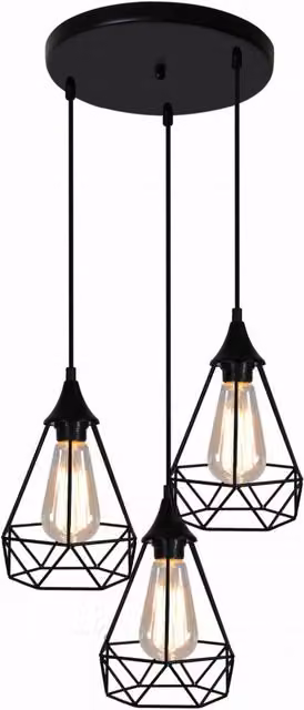 Lampadario a sospensione Candellux Graf in metallo nero con altezza regolabile per soggiorno e cucina