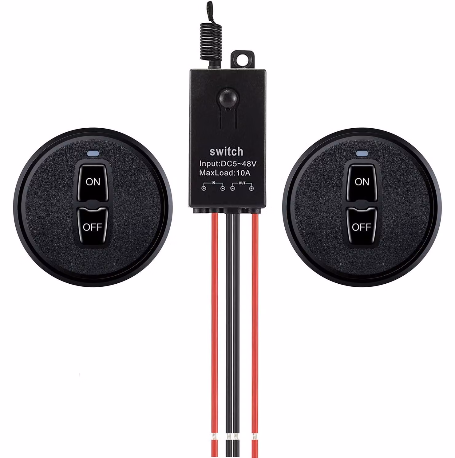 Interruttore luci wireless, 12 V, DC 5 V/12 V/24 V/48 V, 10 A, mini-relè, interruttore luci wireless, telecomando, portata elevata, per lampade a soffitto
