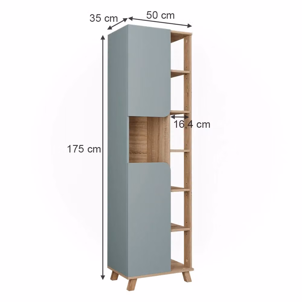 Mobile da bagno Vicco Karen moderno con 2 ante e ripiani interni, colore Blu, L: 50 cm, H: 175 cm – 2