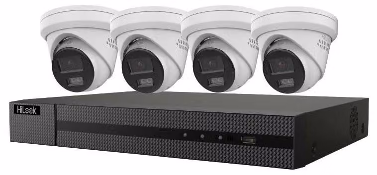 HiLook, alimentato da HIKVISION. Kit torretta intelligente ibrida 4K. 2TB / 1x NVR-108MH-C/8P / 4x IPC-T280HA-LUF