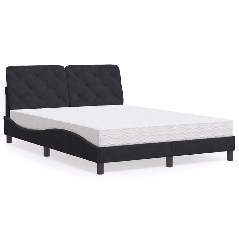 vidaXL Letto con Materasso in Velluto Nero L/P/H: 140 x 200 cm