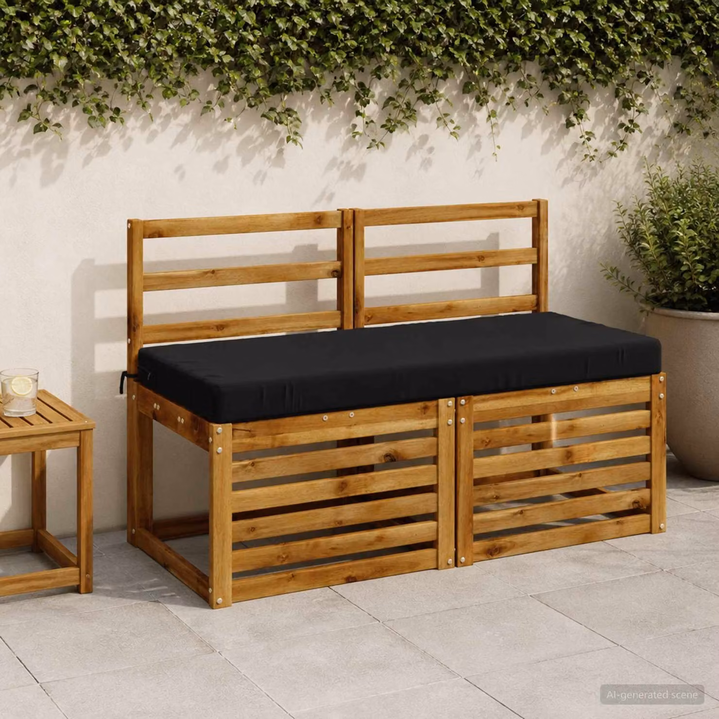 vidaXL Cuscino per panchina SOEST in poliestere nero L 110 cm x P 50 cm x H 8 cm