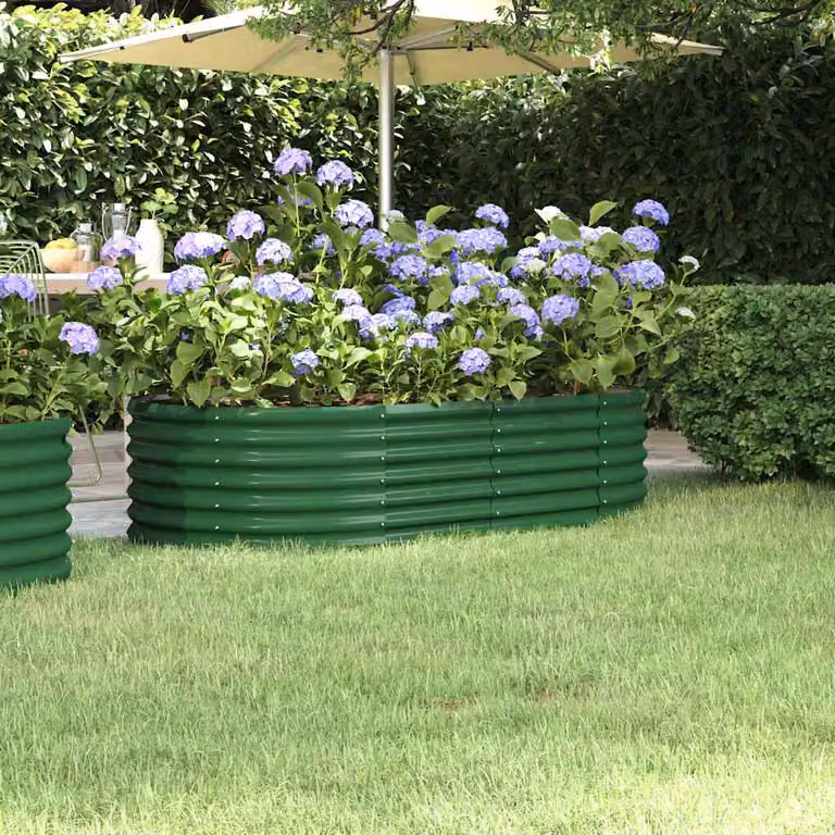 Letto da giardino rialzato vidaXL in acciaio zincato verde L: 152 cm, P: 80 cm, H: 36 cm