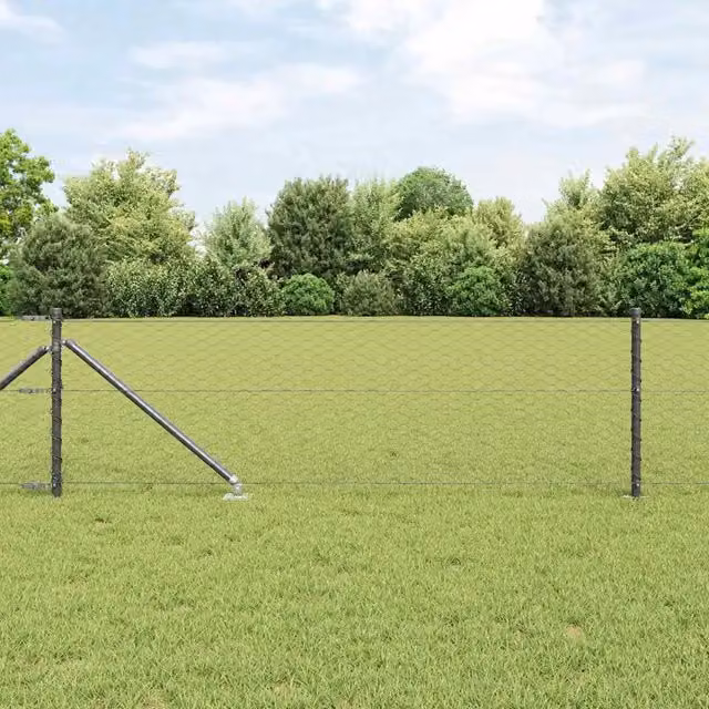 Recinzione esagonale con palo 100 x 0,6 m Grigio Rete 3353301