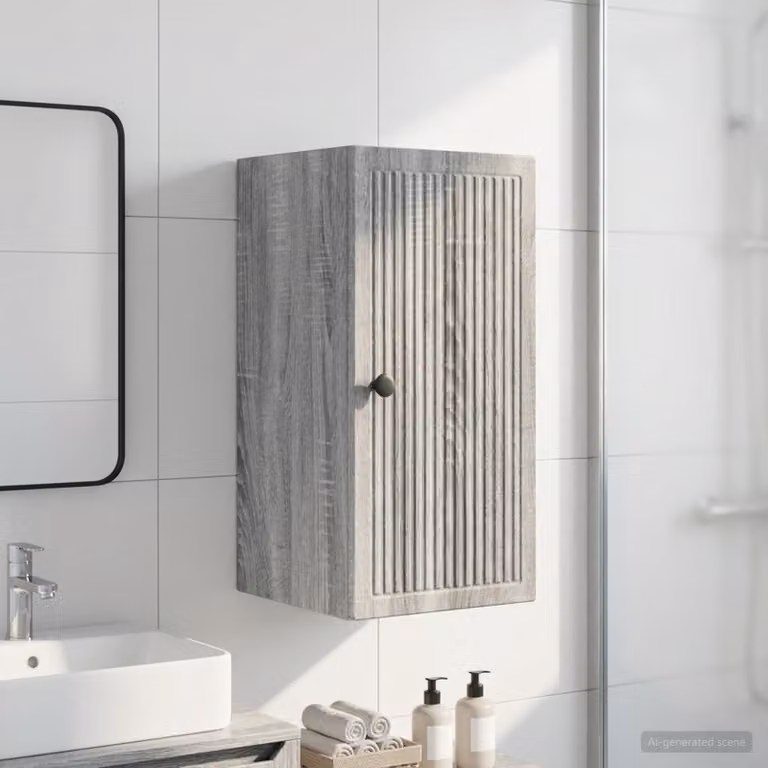 Armadio da bagno a muro vidaXL EDE in stile moderno, colore grigio, L 30 cm x P 31 cm x H 59 cm