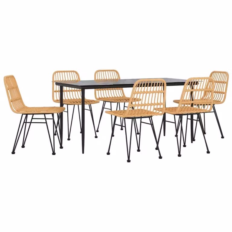 Set da Pranzo da Giardino 7 pz in Polyrattan