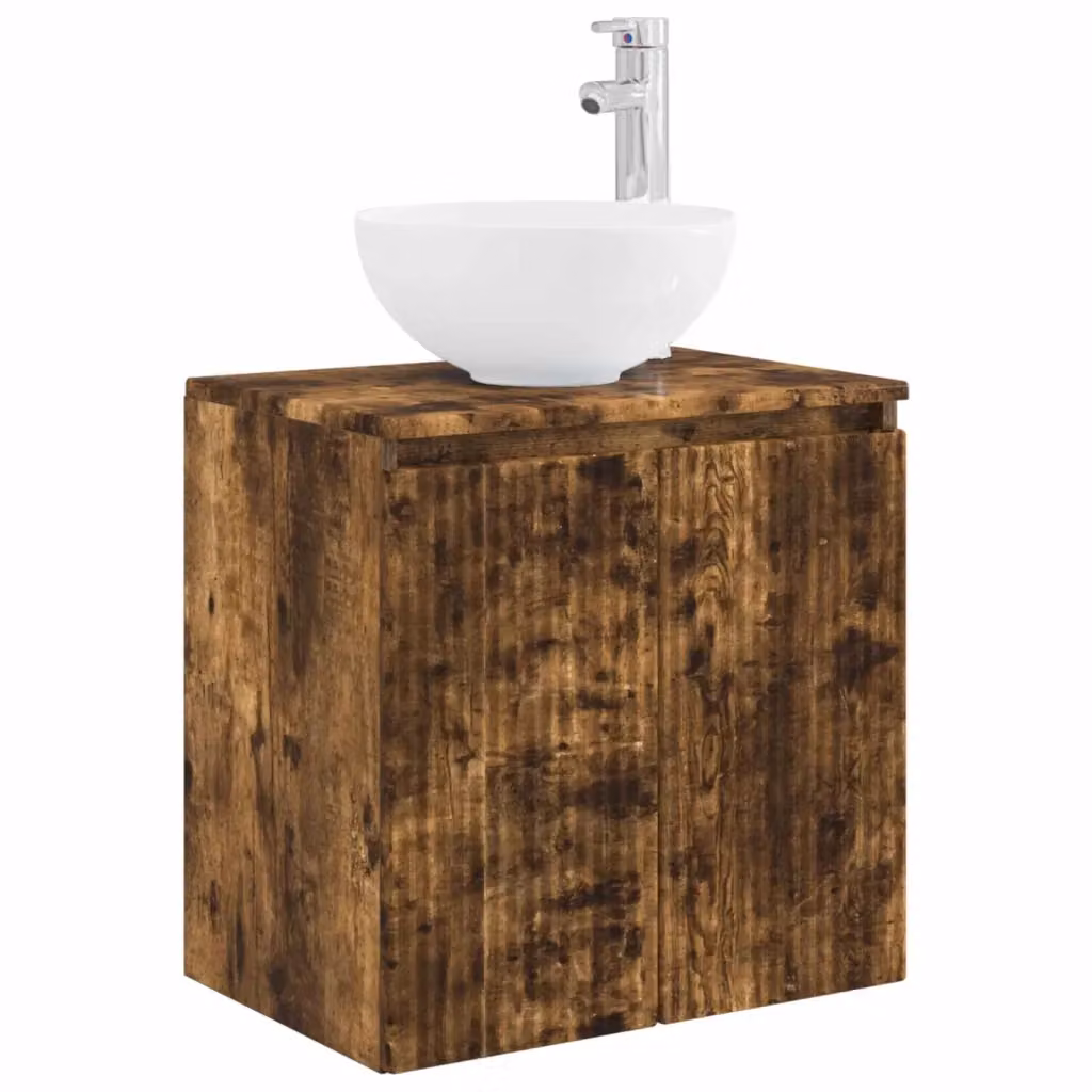 Mobile Lavabo da Parete Moderno vidaXL in Rovere Fumo Marrone L: 49,5 cm, P: 35 cm, H: 63 cm – 2