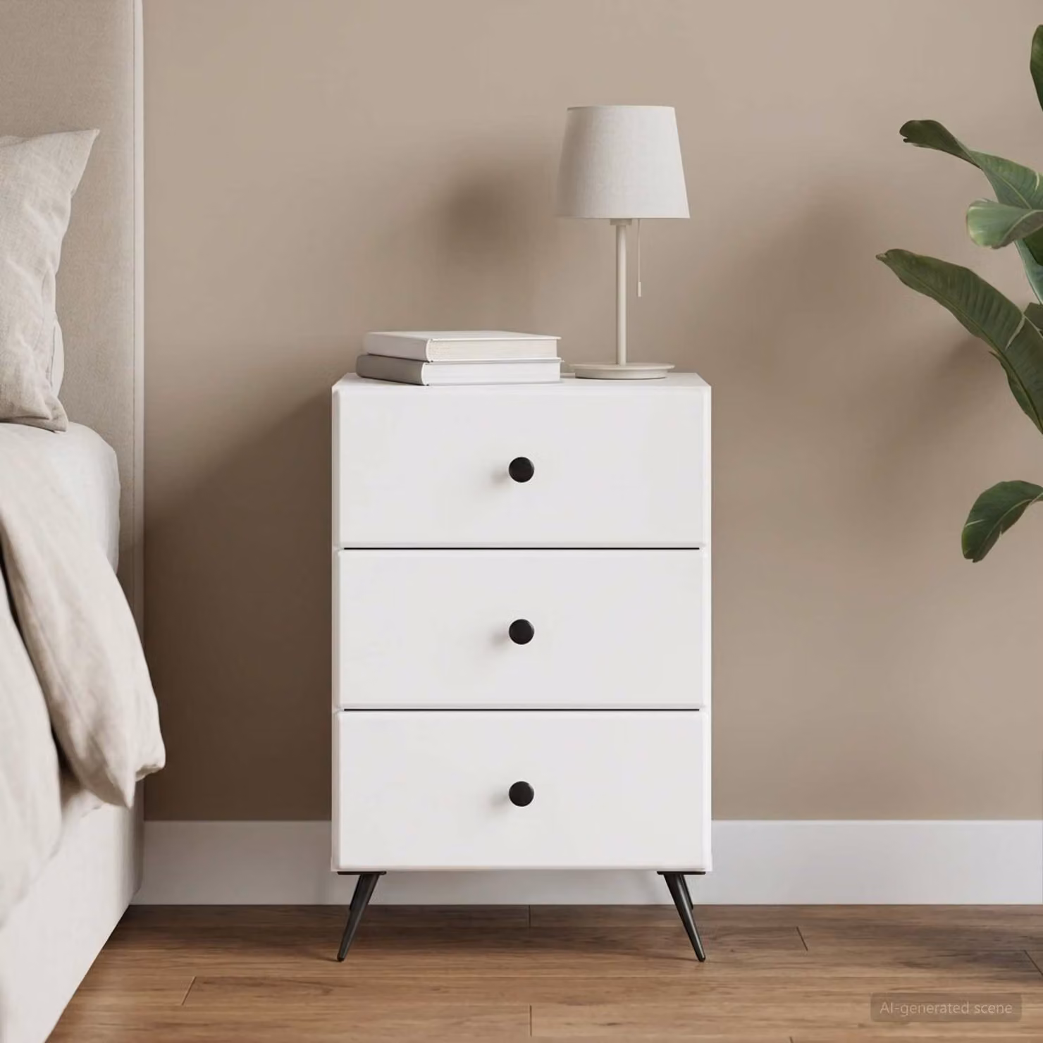 Armadio da Notte vidaXL Bianco in Legno MDF L: 43 cm, P: 41 cm, H: 66,5 cm