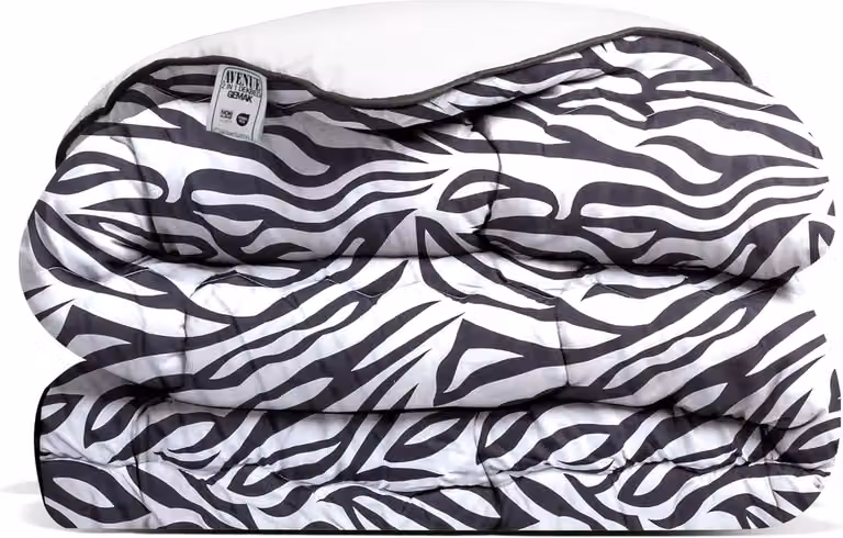Copertura per letto, 140x200 cm, 300 g/m², in microfibra, motivo zebrato bianco e nero, ideale per la camera da letto