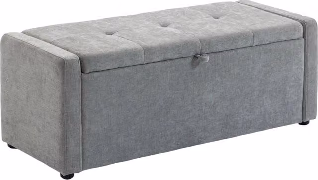 Pouf contenitore imbottito in tessuto Minimal grigio chiaro L: 122 cm, P: 48 cm, H: 44 cm