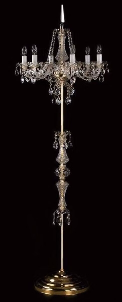 Casa Padrino lampada da terra in cristallo barocco oro Ø 60 x H. 180 cm - Magnifica lampada da terra con vetro di cristallo di Boemia - Luci in cristallo barocco