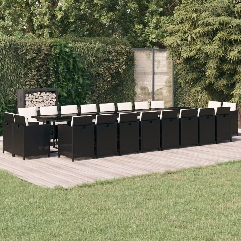 Maison Exclusive - Set da pranzo da giardino da 21 pezzi con cuscini, in rattan sintetico nero