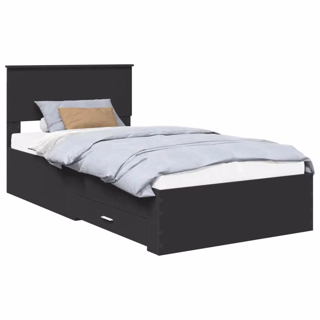 Letto moderno con cassetto vidaXL in legno nero e argento L: 100 cm, P: 200 cm, H: 90-203 cm – 2