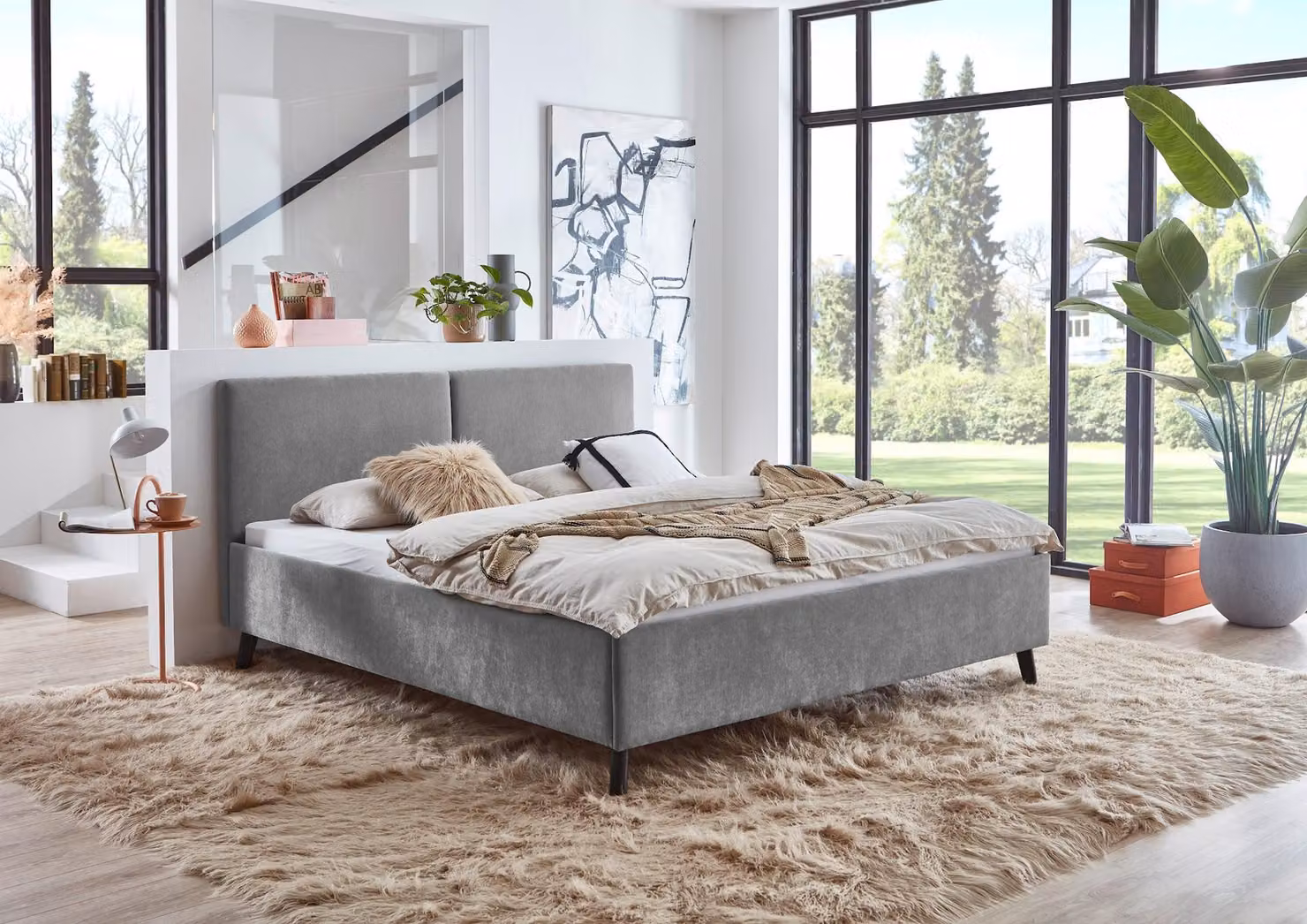 Meise Möbel Letto imbottito Pianoforte base in legno nero