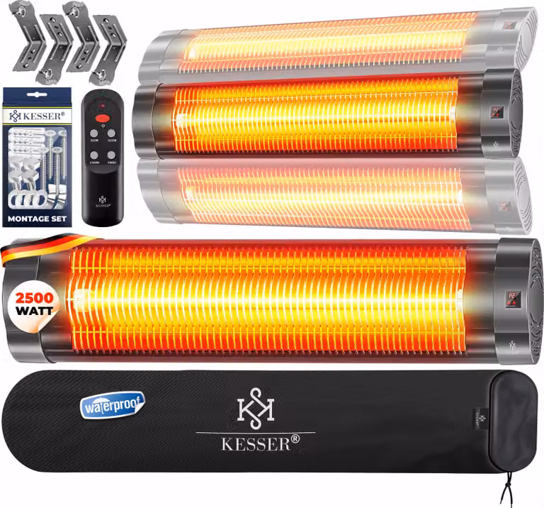 KESSER® Riscaldatore a infrarossi da 2500W, con telecomando e copertura protettiva