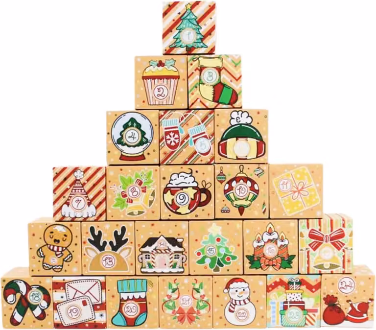 Calendario dell'Avvento per riempire 24 caselle di Natale fai da te