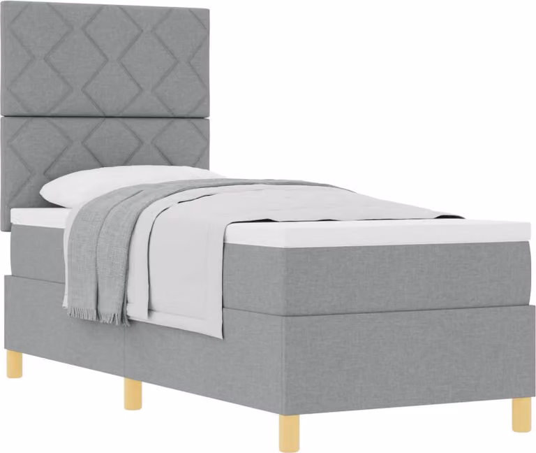 Letto a molle con materasso Grigio chiaro 80 x 200 cm Tessuto
