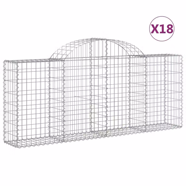 Cesti Gabbioni ad Arco 18 pz 200x30x80/100 cm Ferro Zincato