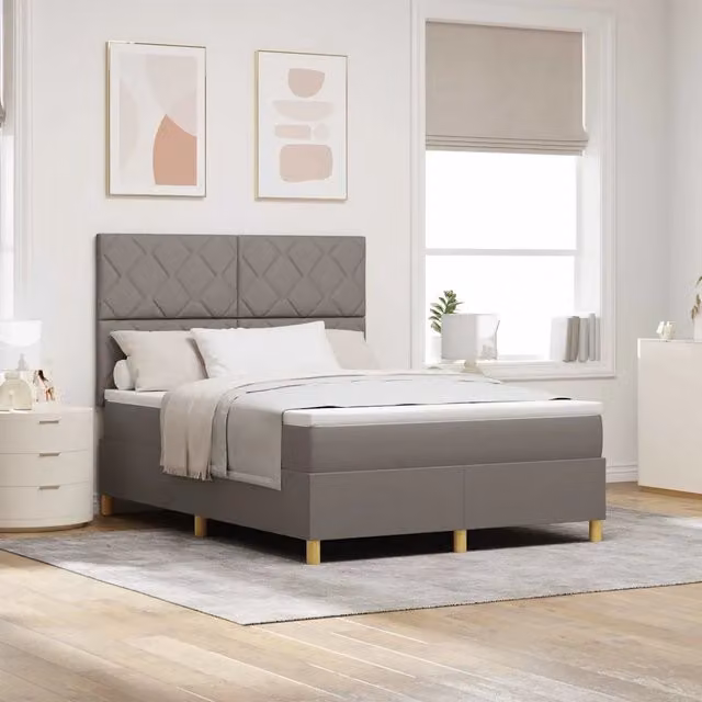 Letto a molle con testiera Talpa vidaXL in tessuto beige o grigio L/P: 140 x 190 cm – 1
