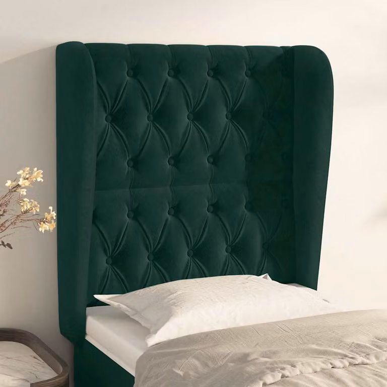 Testiera ad orecchio vidaXL in velluto verde scuro L: 83 cm, P: 23 cm, H: 118-128 cm