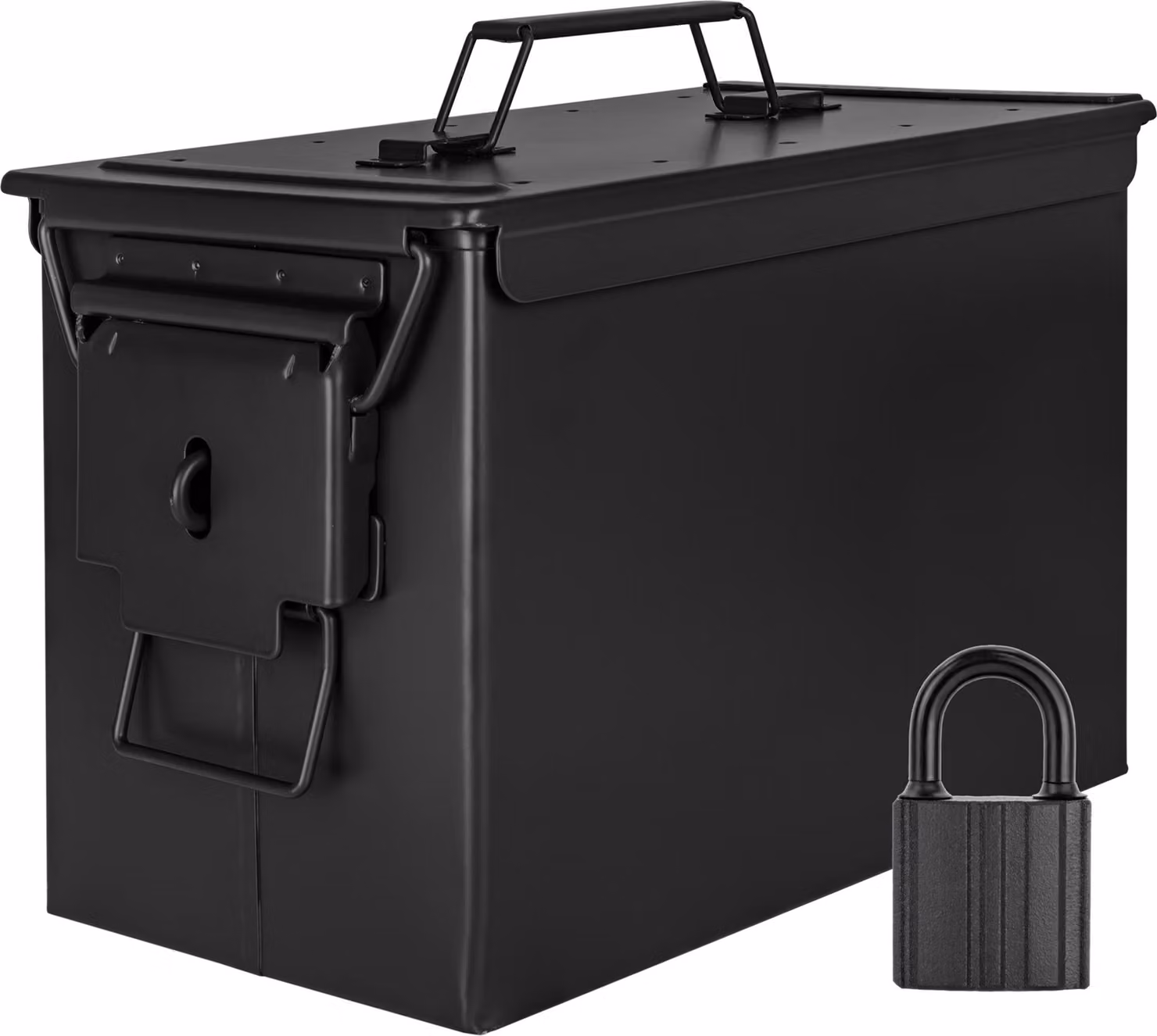 Trucky Scatola portamunizioni in metallo, Con serratura scatola portamunizioni con coperchio, 33 x 19 x 23 cm, colore nero militare