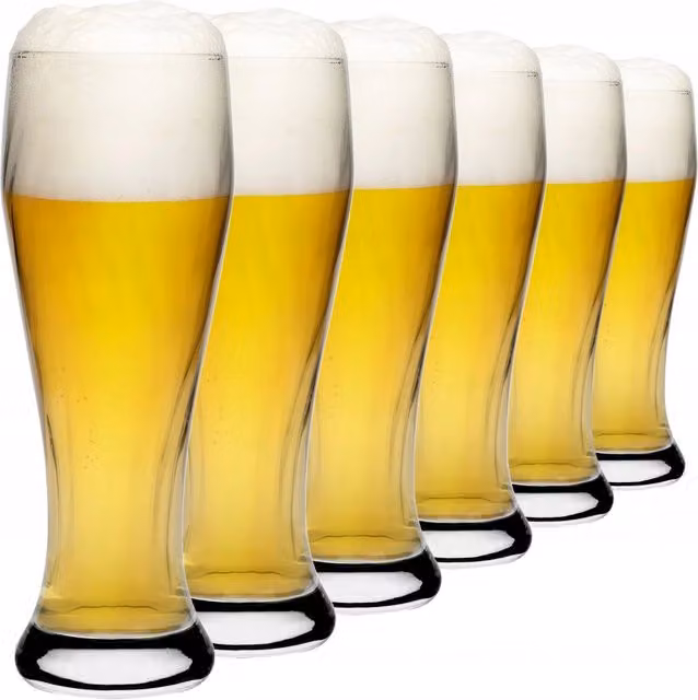 Boccali da birra KADAX da 665 ml in vetro, alti, confezione da 6 pezzi