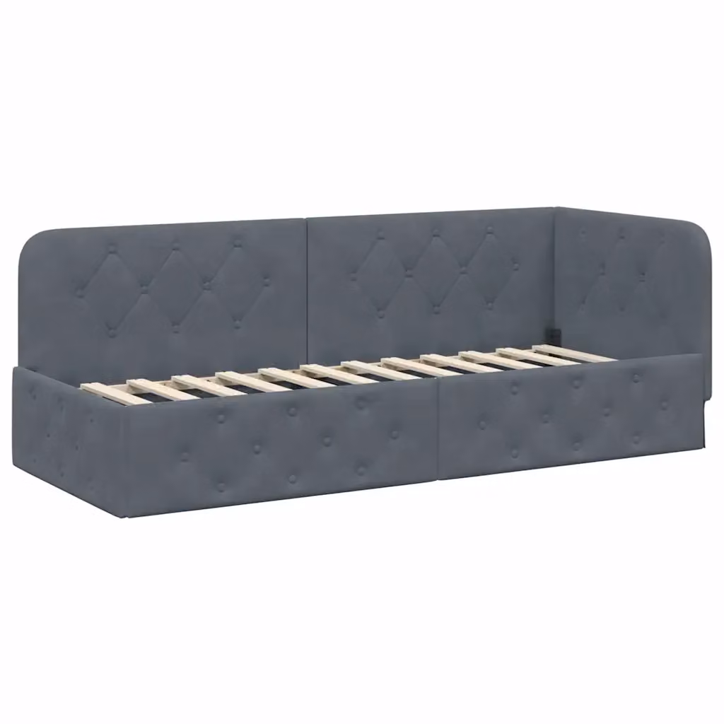 Cornice del letto ad angolo vidaXL in velluto grigio, L 80 x P 200 cm – 2