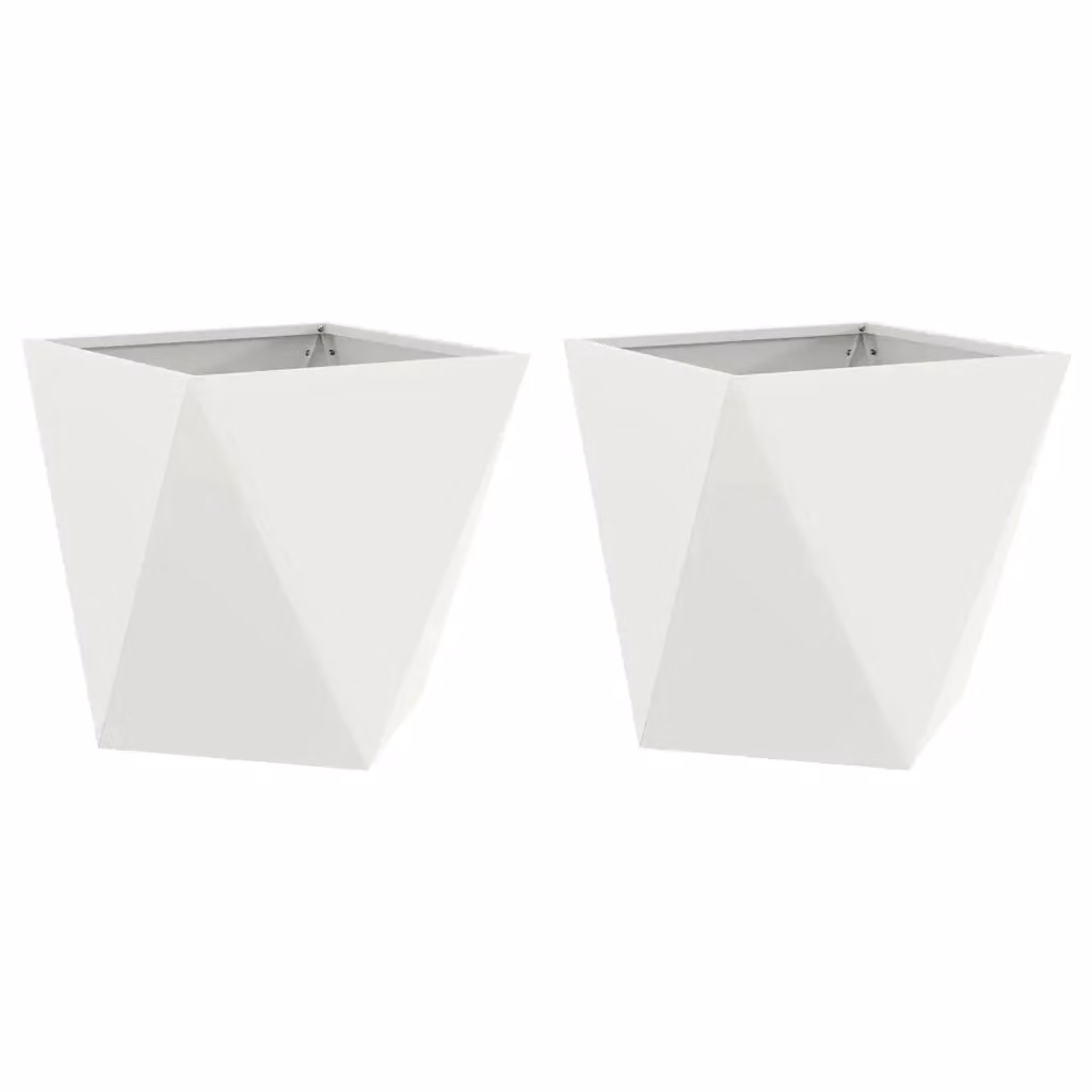 Set di 2 fioriere vidaXL in acciaio bianco, L/P/H: 50 x 50 x 50 cm – 2