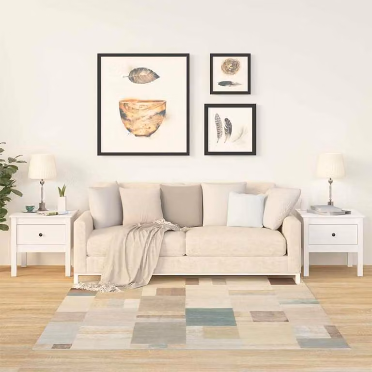 Set di 2 tavolini vidaXL in legno massello di pino bianchi, design nidificato e rustico, L/P/H: 50 x 50 x 49 cm