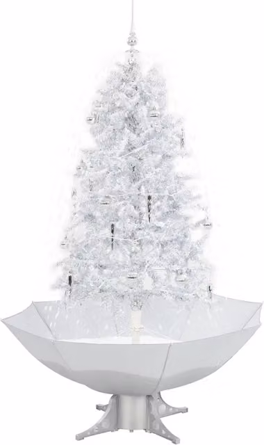 Albero di Natale con Neve e Base a Ombrellone Bianco 170 cm 284336