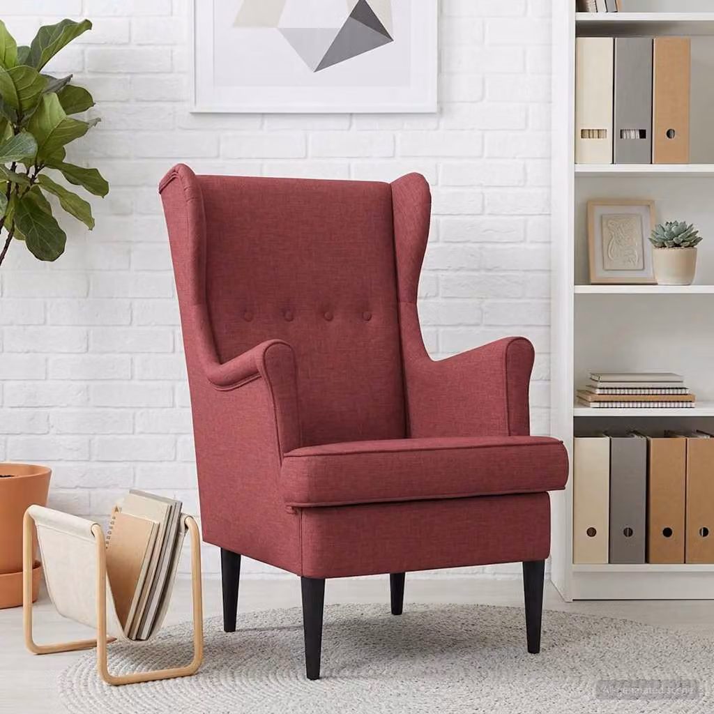 Poltrona Mid-Century vidaXL in Tessuto Rosso con Braccioli e Struttura in Legno e Metallo