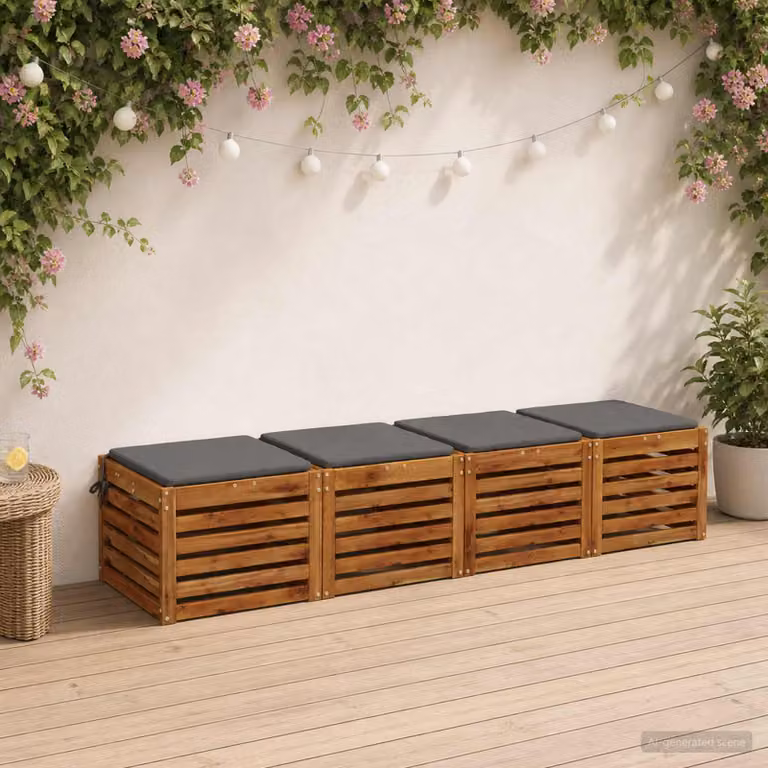 Set di 4 cuscini per sedia vidaXL in poliestere grigio con rivestimento lavabile e resistente ai raggi UV