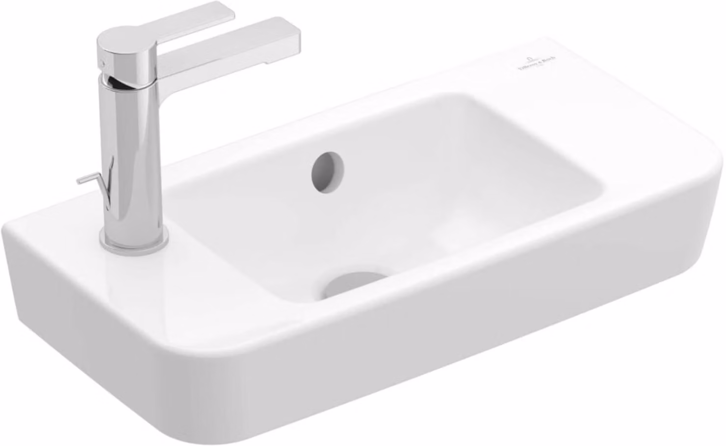 Villeroy & Boch O.novo - Lavabo Compact 500x250 mm, con sfioratore, senza foro per miscelatore, CeramicPlus, bianco alpino 434252R1