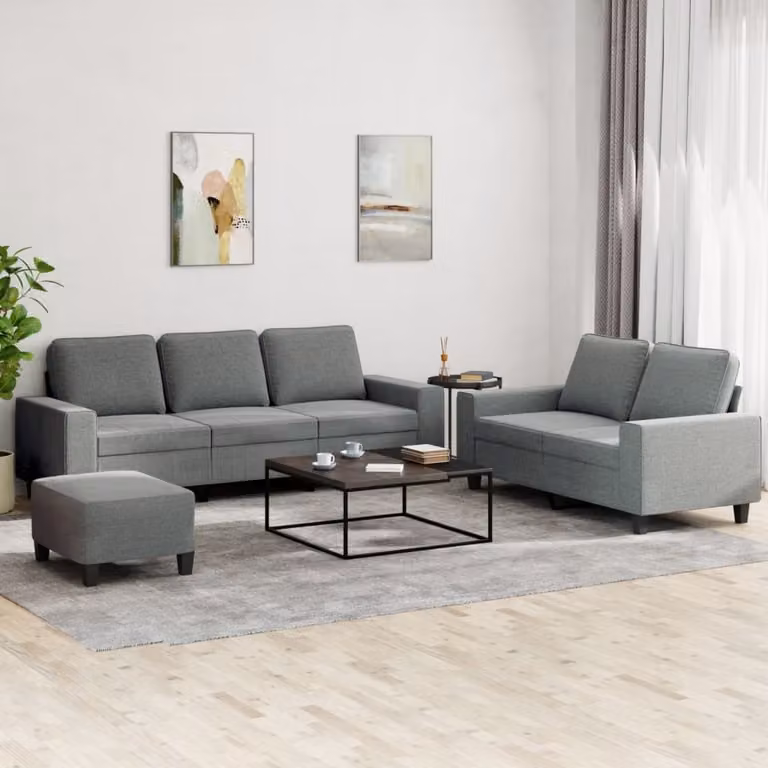 Maison Exclusive - Set divano 3 pezzi in tessuto grigio scuro