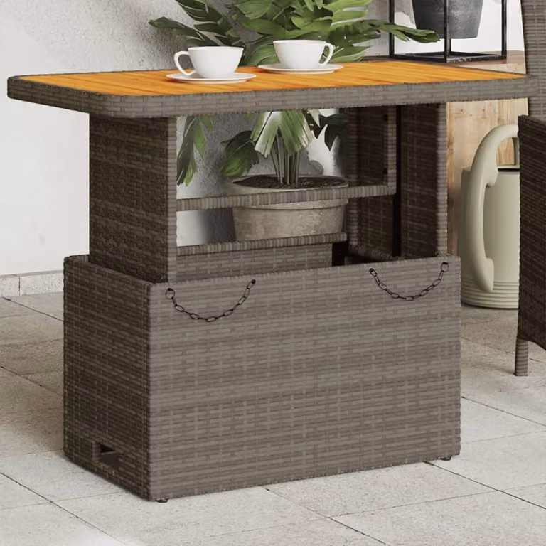 Maison Exclusive - Tavolo da giardino grigio 90x55x71 cm in polyrattan e legno di acacia